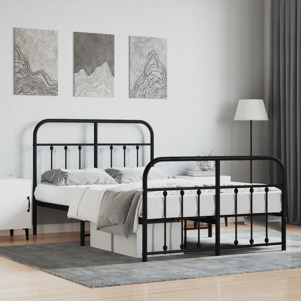 Bedframe met hoofd- en voeteneinde metaal zwart 120x200 cm is nu te koop bij PeponiXL, paradijselijk wonen!