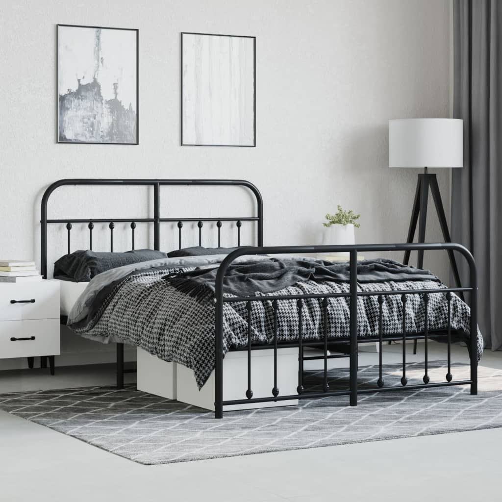 Bedframe met hoofd- en voeteneinde metaal zwart 140x200 cm is nu te koop bij PeponiXL, paradijselijk wonen!