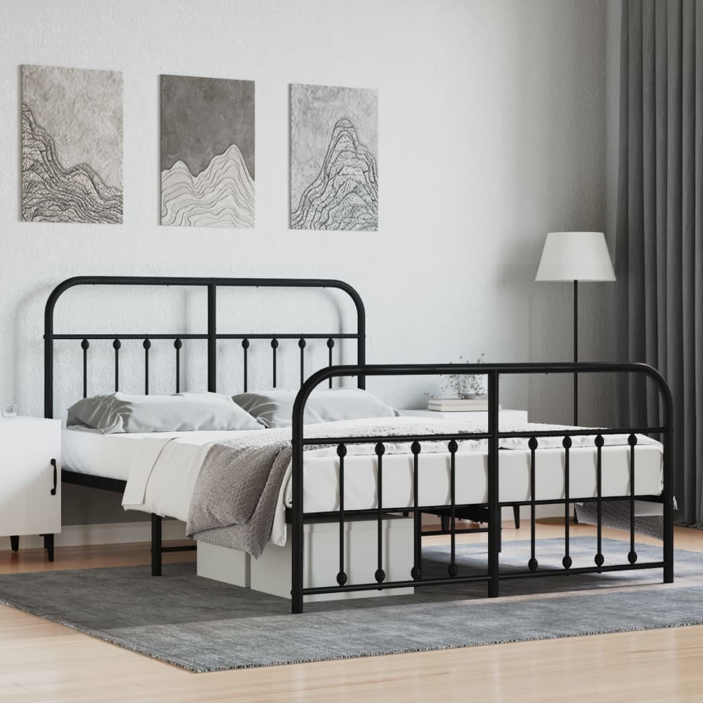 Bedframe met hoofd- en voeteneinde metaal zwart 140x200 cm is nu te koop bij PeponiXL, paradijselijk wonen!