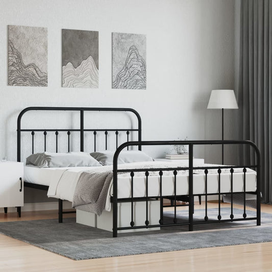 Bedframe met hoofd- en voeteneinde metaal zwart 140x200 cm is nu te koop bij PeponiXL, paradijselijk wonen!