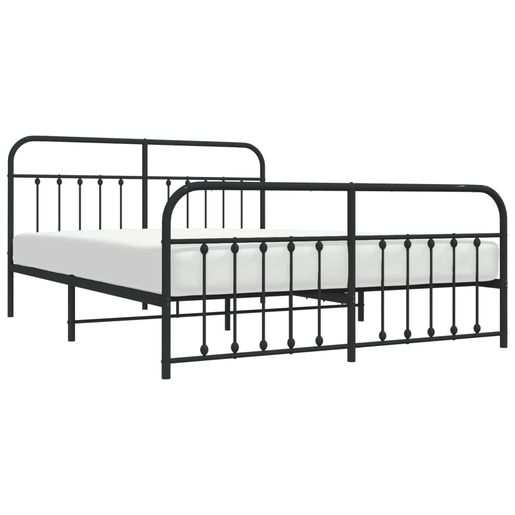 Bedframe met hoofd- en voeteneinde metaal zwart 183x213 cm is nu te koop bij PeponiXL, paradijselijk wonen!