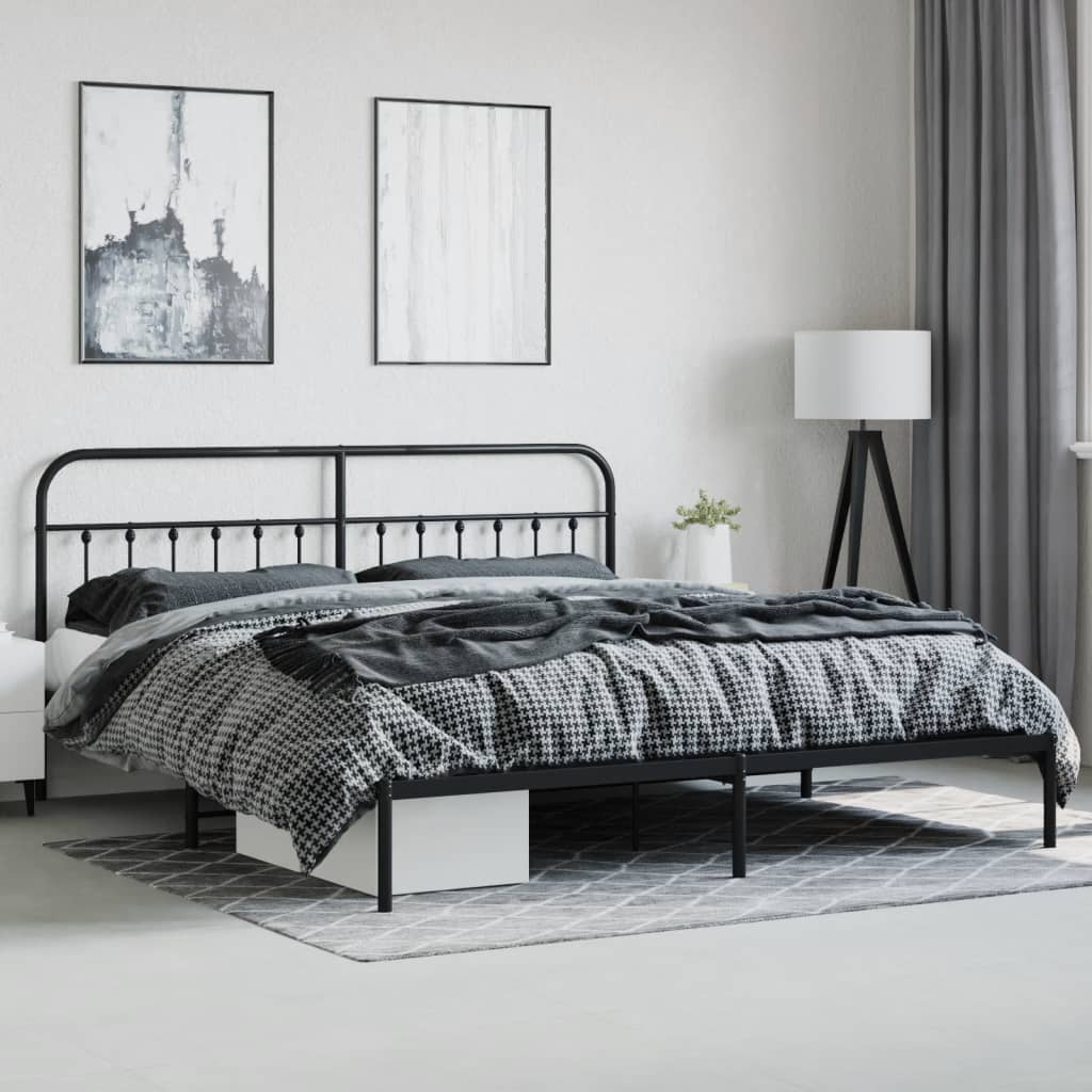 Bedframe met hoofd- en voeteneinde metaal zwart 183x213 cm is nu te koop bij PeponiXL, paradijselijk wonen!