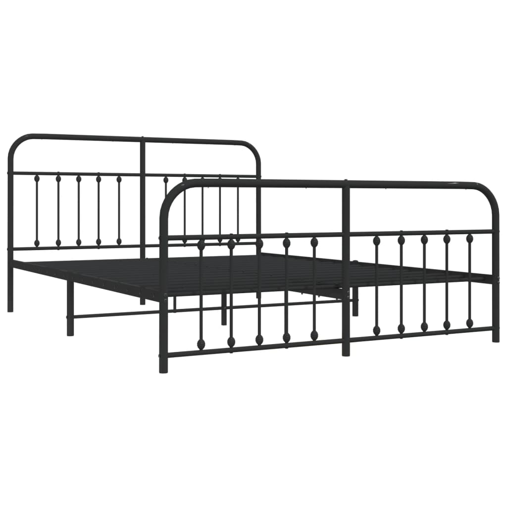 Bedframe met hoofd- en voeteneinde metaal zwart 183x213 cm is nu te koop bij PeponiXL, paradijselijk wonen!