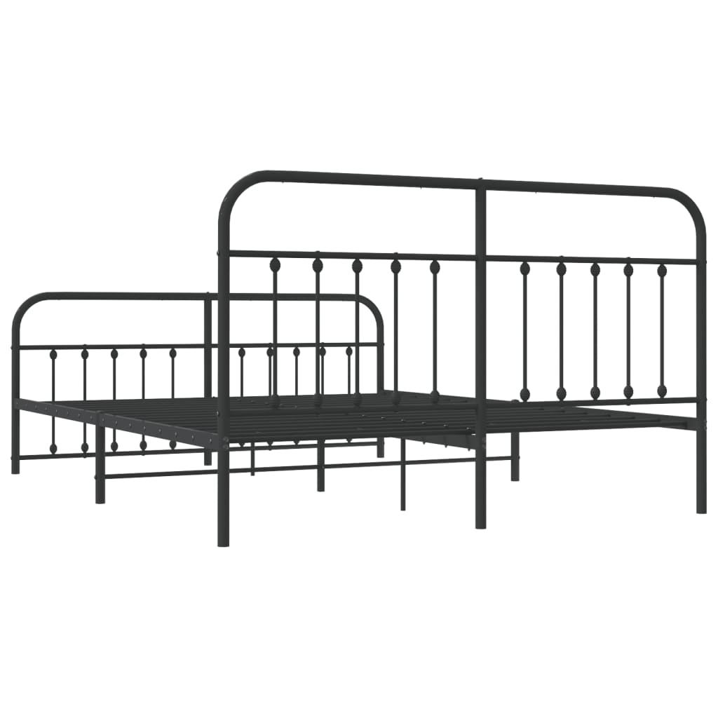 Bedframe met hoofd- en voeteneinde metaal zwart 183x213 cm is nu te koop bij PeponiXL, paradijselijk wonen!