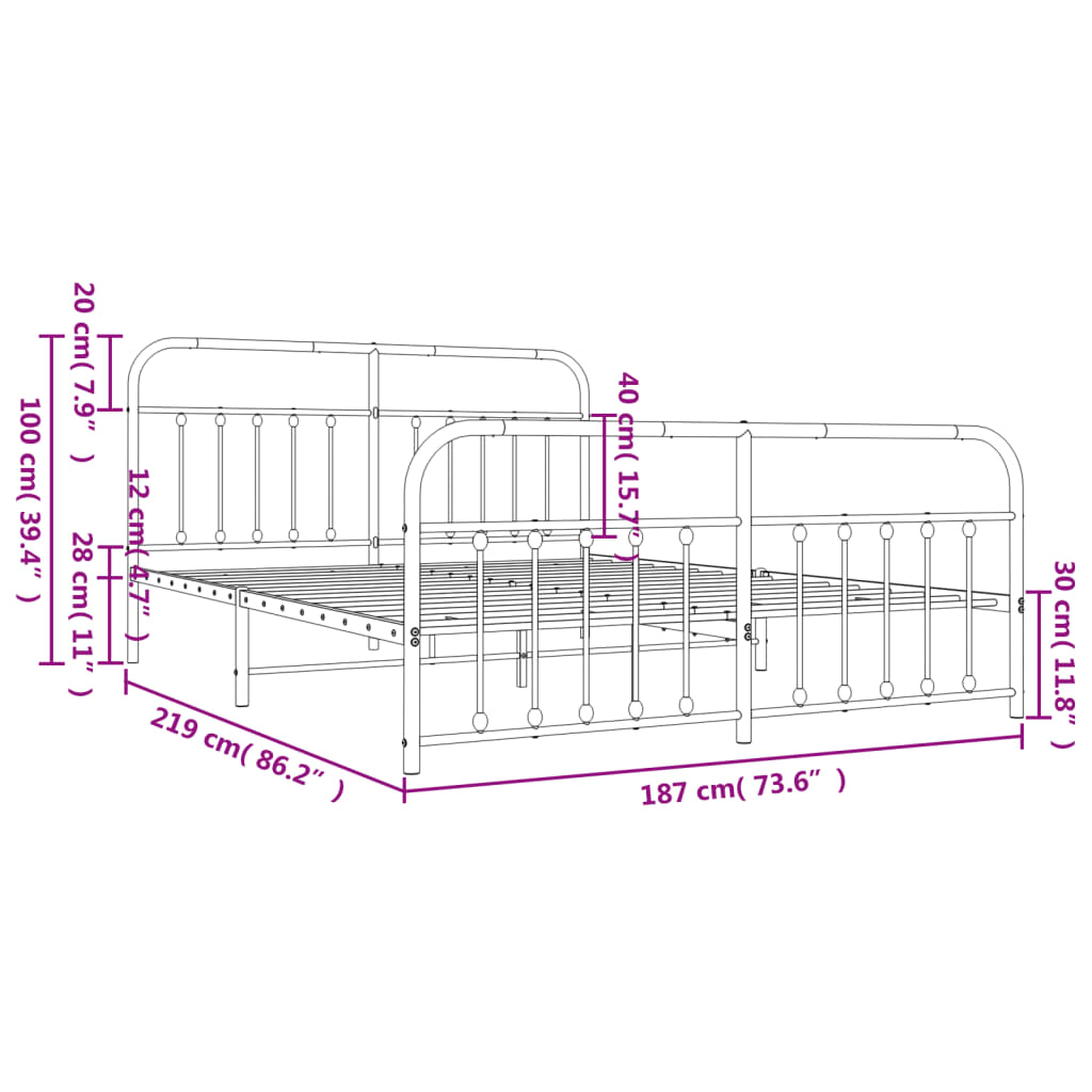 Bedframe met hoofd- en voeteneinde metaal zwart 183x213 cm is nu te koop bij PeponiXL, paradijselijk wonen!
