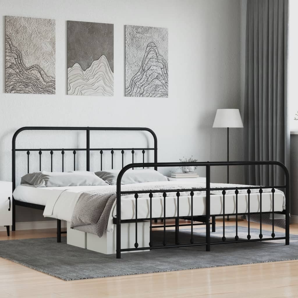 Bedframe met hoofd- en voeteneinde metaal zwart 183x213 cm is nu te koop bij PeponiXL, paradijselijk wonen!