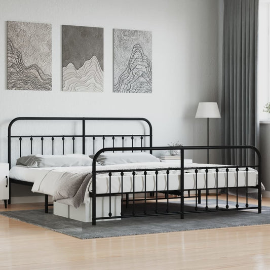 Bedframe met hoofd- en voeteneinde metaal zwart 193x203 cm is nu te koop bij PeponiXL, paradijselijk wonen!