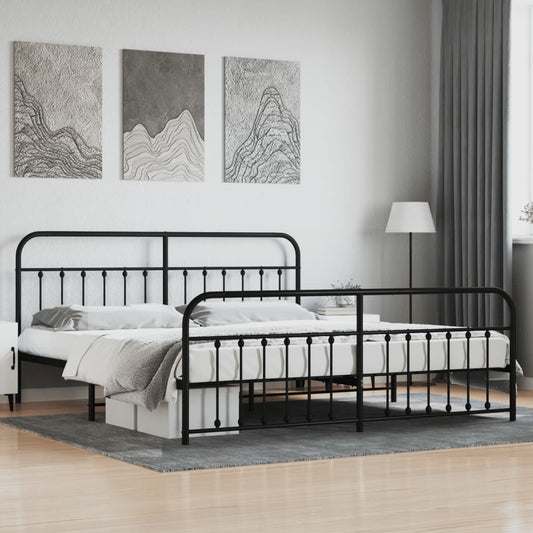 Bedframe met hoofd- en voeteneinde metaal zwart 200x200 cm is nu te koop bij PeponiXL, paradijselijk wonen!