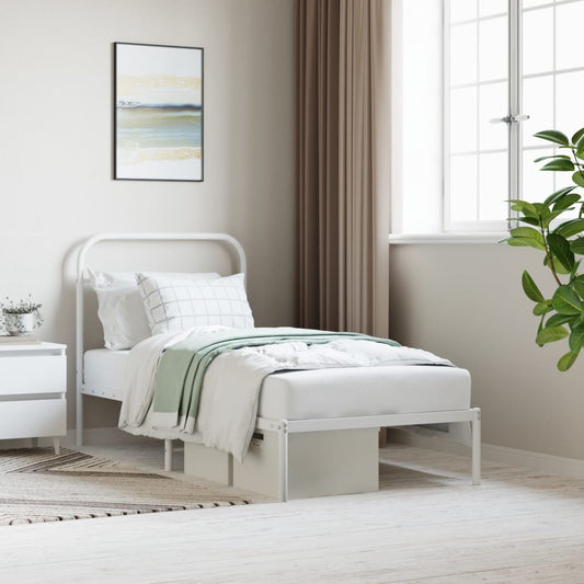 Bedframe met hoofdbord metaal wit 90x200 cm is nu te koop bij PeponiXL, paradijselijk wonen!