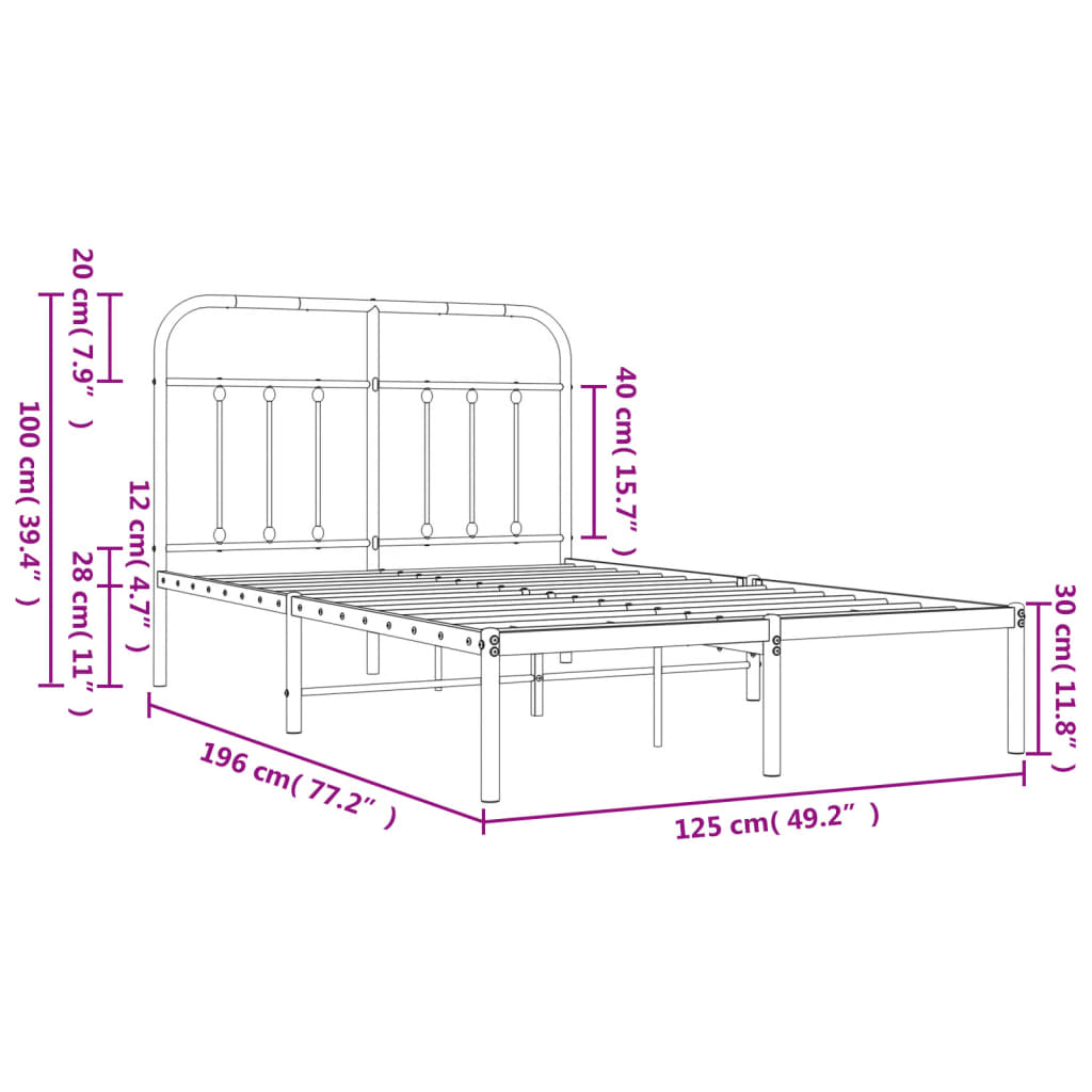 Bedframe met hoofdbord metaal wit 120x190 cm is nu te koop bij PeponiXL, paradijselijk wonen!