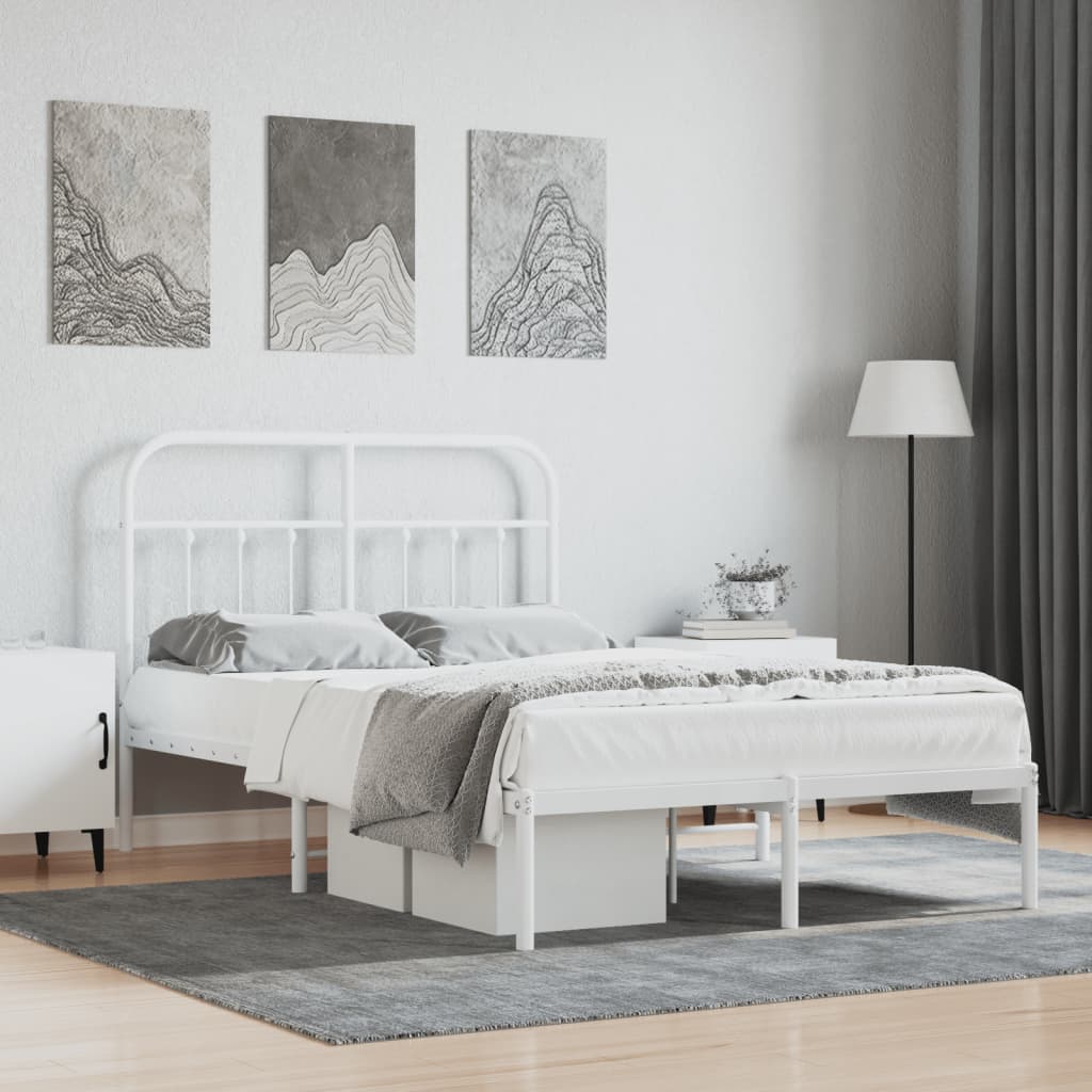 Bedframe met hoofdbord metaal wit 120x190 cm is nu te koop bij PeponiXL, paradijselijk wonen!