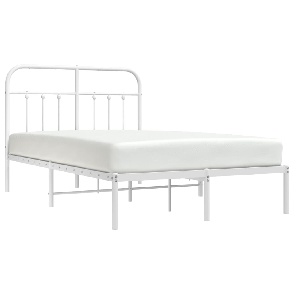 Bedframe met hoofdbord metaal wit 120x200 cm is nu te koop bij PeponiXL, paradijselijk wonen!