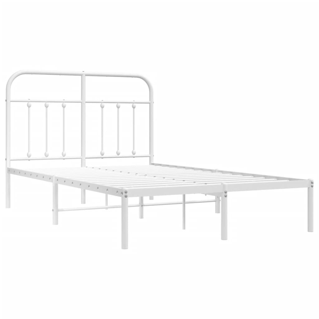 Bedframe met hoofdbord metaal wit 120x200 cm is nu te koop bij PeponiXL, paradijselijk wonen!