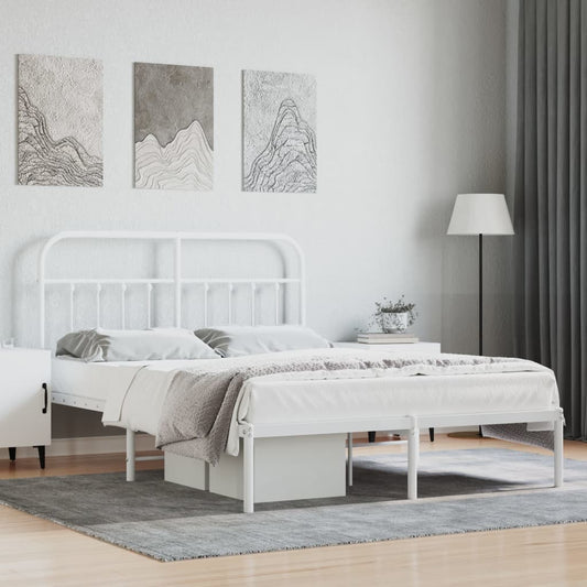 Bedframe met hoofdbord metaal wit 140x190 cm is nu te koop bij PeponiXL, paradijselijk wonen!