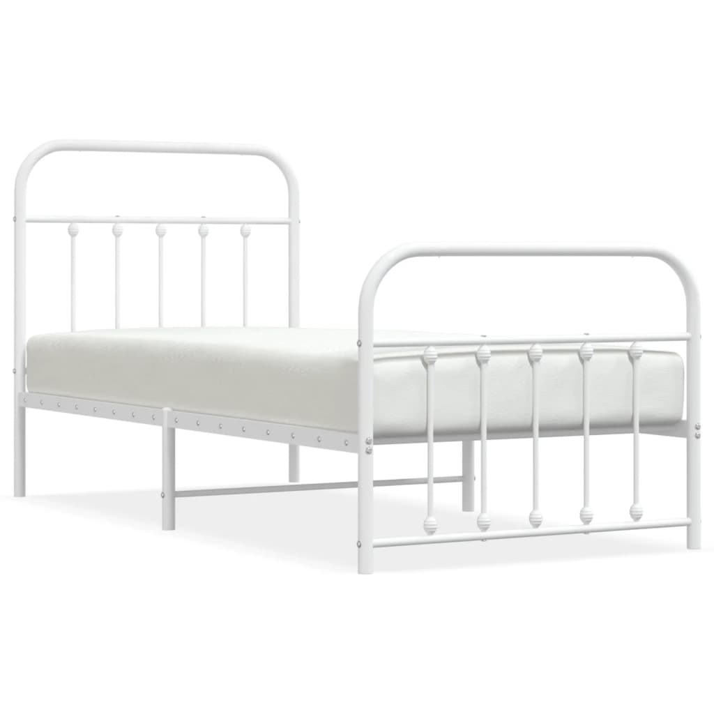 Bedframe met hoofd- en voeteneinde metaal wit 90x200 cm is nu te koop bij PeponiXL, paradijselijk wonen!