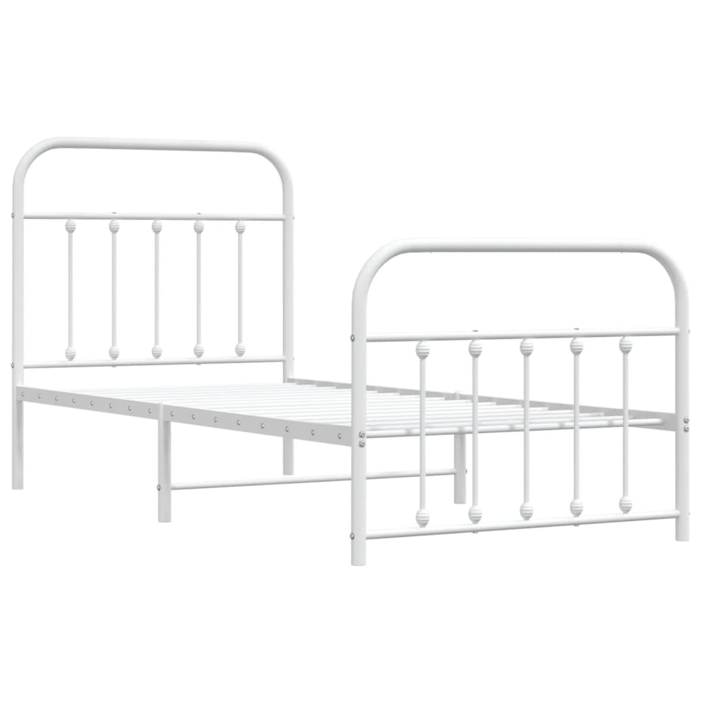 Bedframe met hoofd- en voeteneinde metaal wit 90x200 cm is nu te koop bij PeponiXL, paradijselijk wonen!