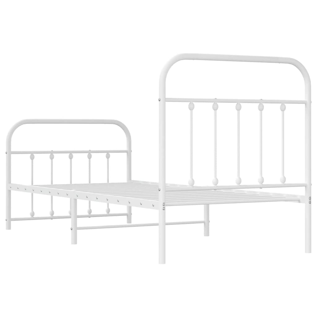 Bedframe met hoofd- en voeteneinde metaal wit 90x200 cm is nu te koop bij PeponiXL, paradijselijk wonen!