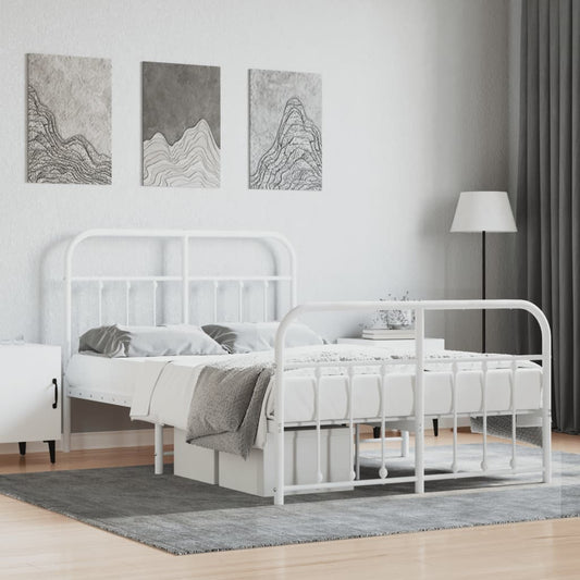 Bedframe met hoofd- en voeteneinde metaal wit 120 x 190 cm is nu te koop bij PeponiXL, paradijselijk wonen!