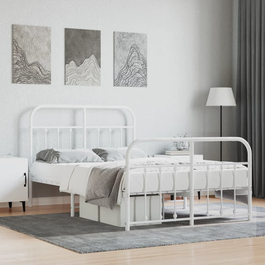 Bedframe met hoofd- en voeteneinde metaal wit 120x200 cm is nu te koop bij PeponiXL, paradijselijk wonen!