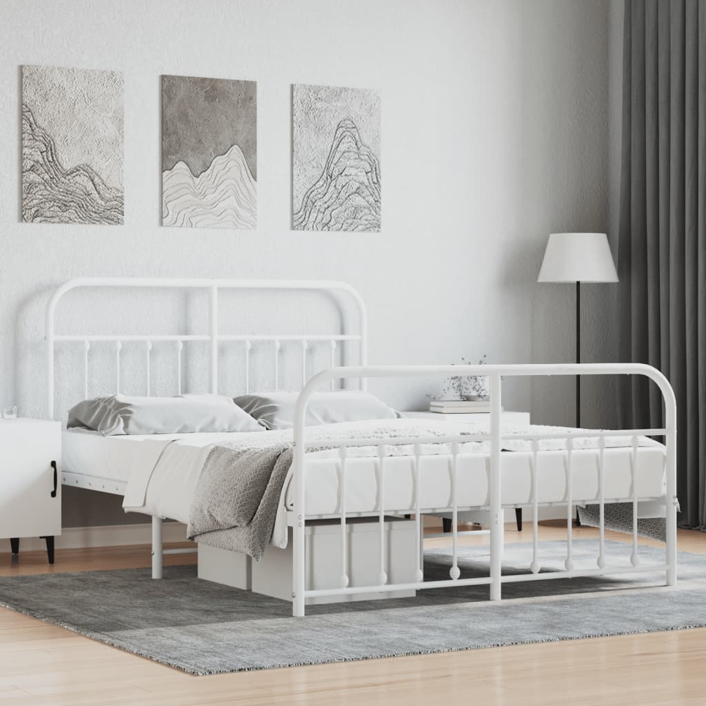 Bedframe met hoofd- en voeteneinde metaal wit 135x190 cm is nu te koop bij PeponiXL, paradijselijk wonen!