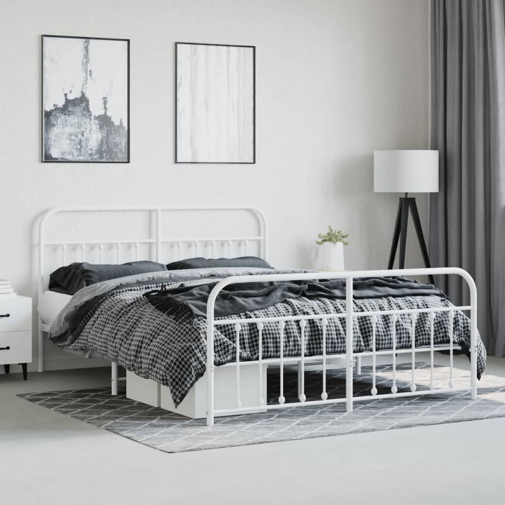 Bedframe met hoofd- en voeteneinde metaal wit 160x200 cm is nu te koop bij PeponiXL, paradijselijk wonen!
