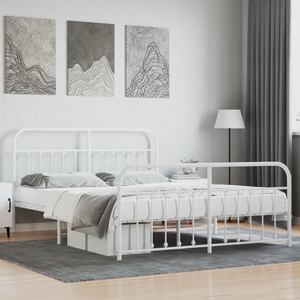Bedframe met hoofd- en voeteneinde metaal wit 183x213 cm is nu te koop bij PeponiXL, paradijselijk wonen!