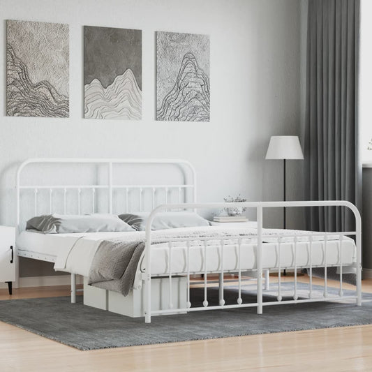 Bedframe met hoofd- en voeteneinde metaal wit 183x213 cm is nu te koop bij PeponiXL, paradijselijk wonen!