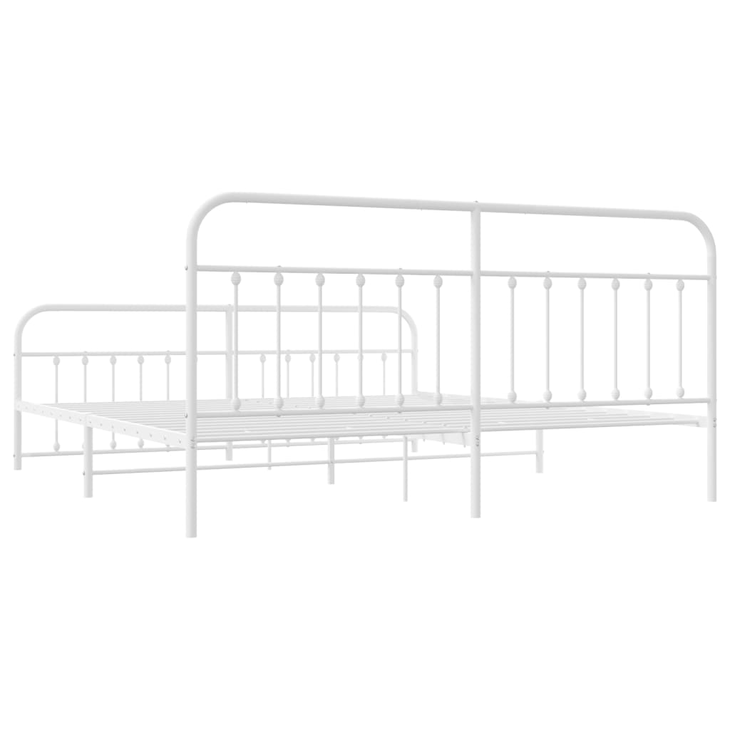 Bedframe met hoofd- en voeteneinde metaal wit 193x203 cm is nu te koop bij PeponiXL, paradijselijk wonen!