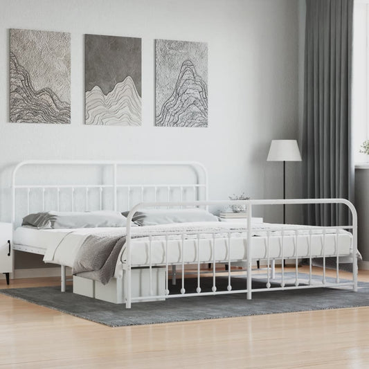Bedframe met hoofd- en voeteneinde metaal wit 193x203 cm is nu te koop bij PeponiXL, paradijselijk wonen!