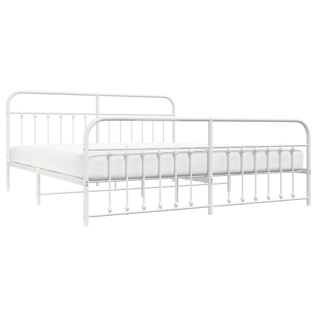 Bedframe met hoofd- en voeteneinde metaal wit 200x200 cm is nu te koop bij PeponiXL, paradijselijk wonen!