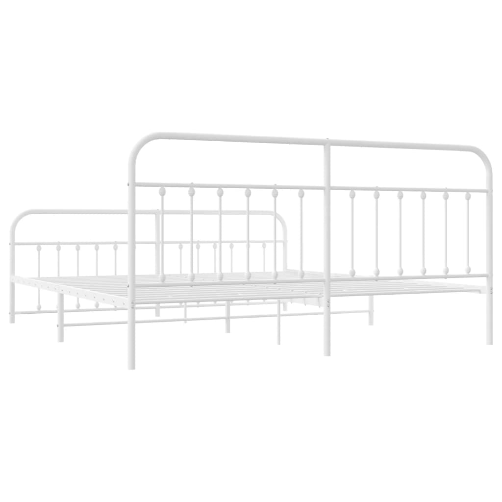 Bedframe met hoofd- en voeteneinde metaal wit 200x200 cm is nu te koop bij PeponiXL, paradijselijk wonen!