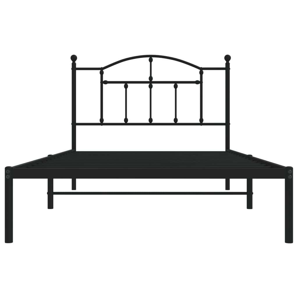 Bedframe met hoofdbord metaal zwart 107x203 cm is nu te koop bij PeponiXL, paradijselijk wonen!
