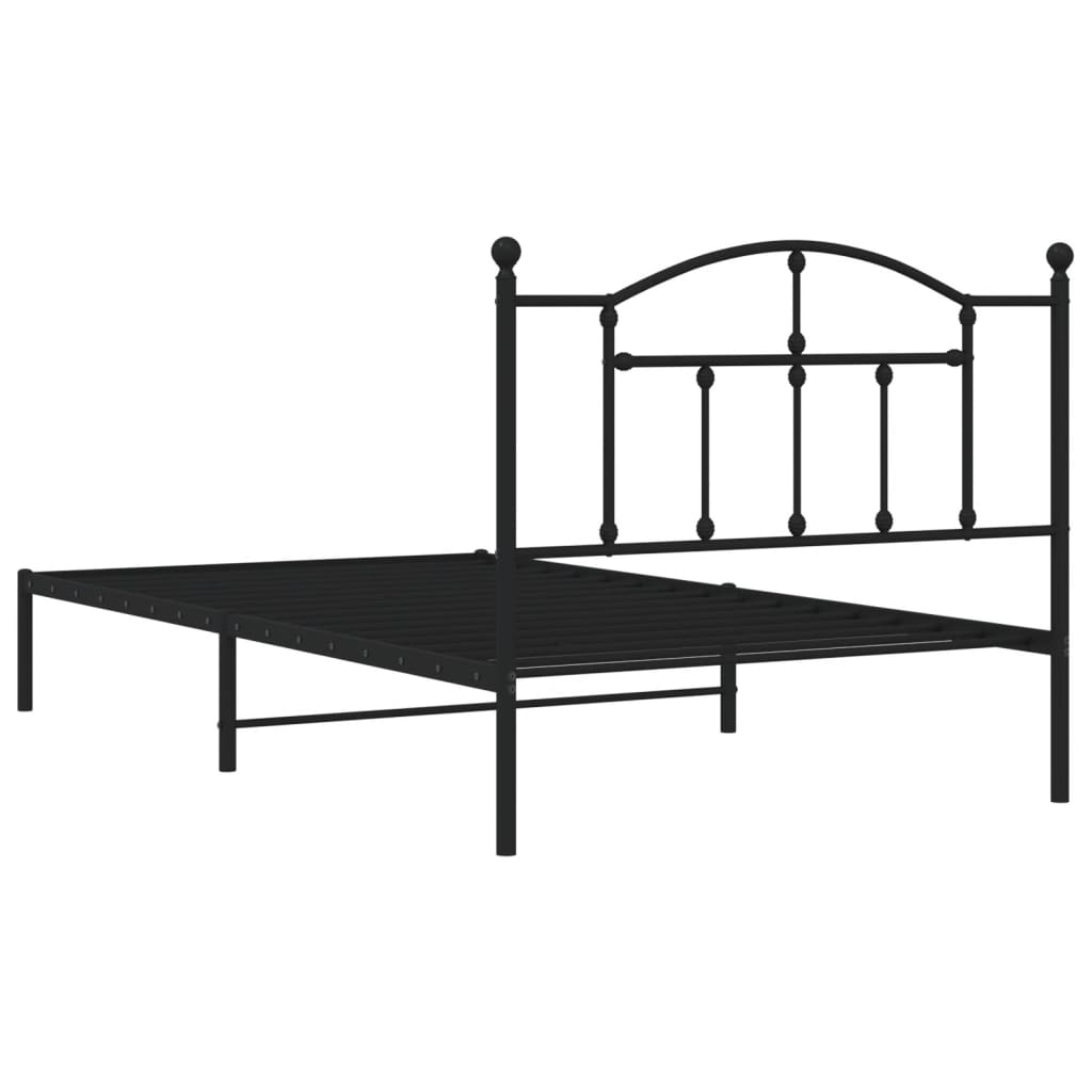 Bedframe met hoofdbord metaal zwart 107x203 cm is nu te koop bij PeponiXL, paradijselijk wonen!