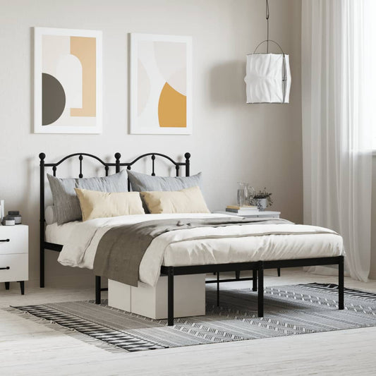 Bedframe met hoofdbord metaal zwart 120x190 cm is nu te koop bij PeponiXL, paradijselijk wonen!