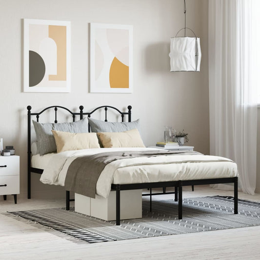 Bedframe met hoofdbord metaal zwart 120x200 cm is nu te koop bij PeponiXL, paradijselijk wonen!