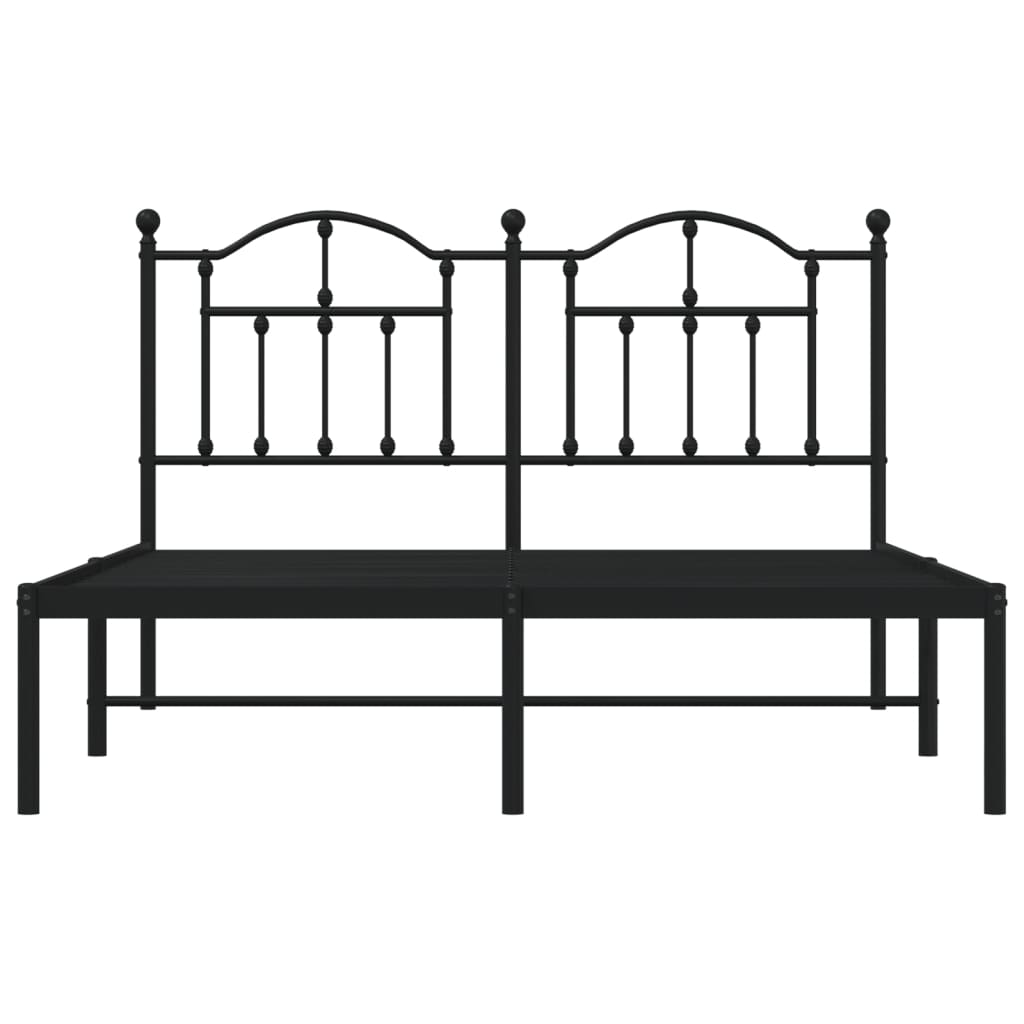 Bedframe met hoofdbord metaal zwart 140x190 cm is nu te koop bij PeponiXL, paradijselijk wonen!