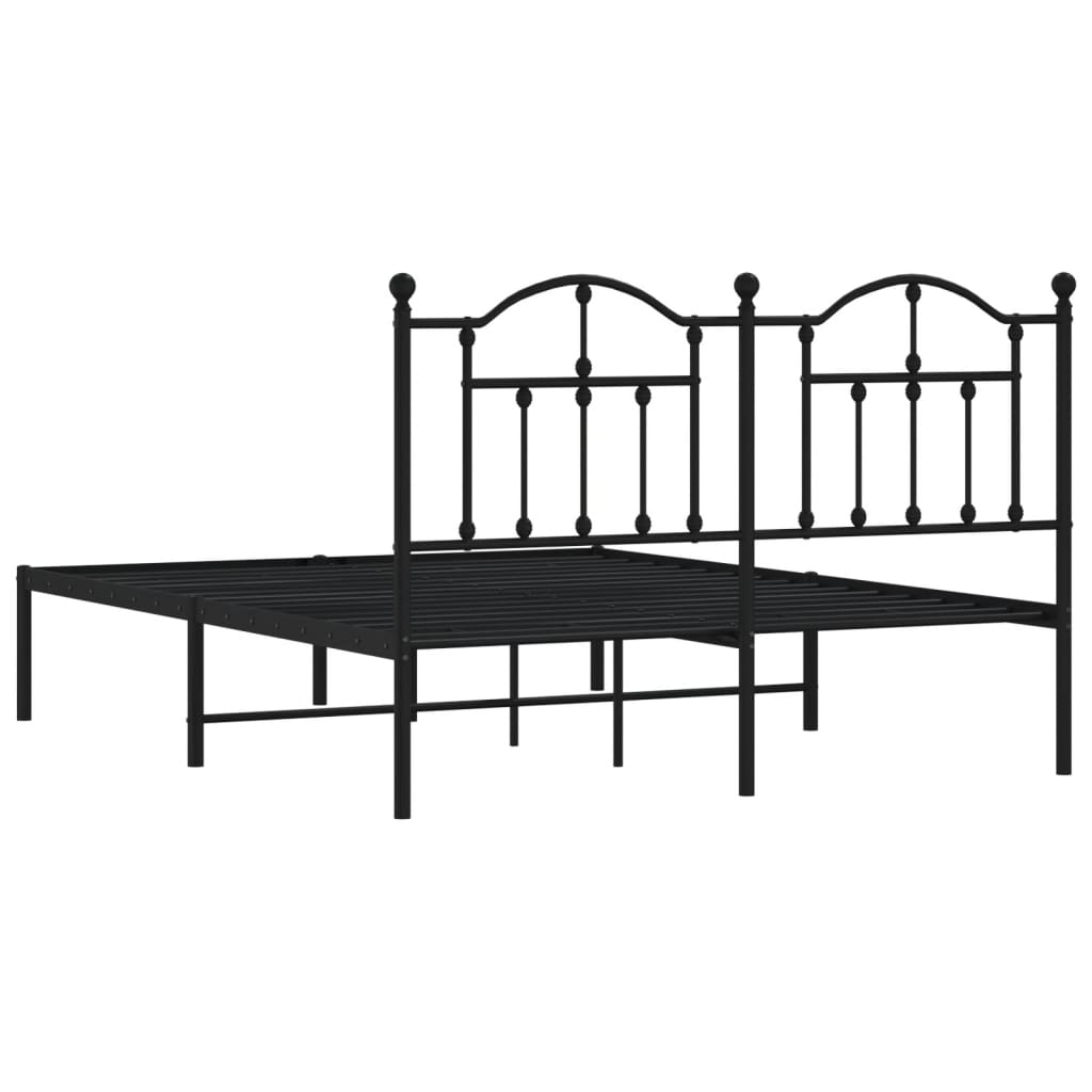 Bedframe met hoofdbord metaal zwart 140x190 cm is nu te koop bij PeponiXL, paradijselijk wonen!