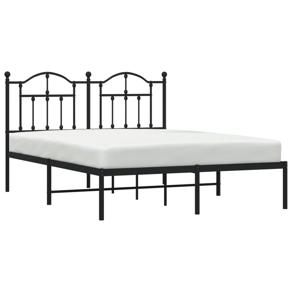 Bedframe met hoofdbord metaal zwart 140x200 cm is nu te koop bij PeponiXL, paradijselijk wonen!