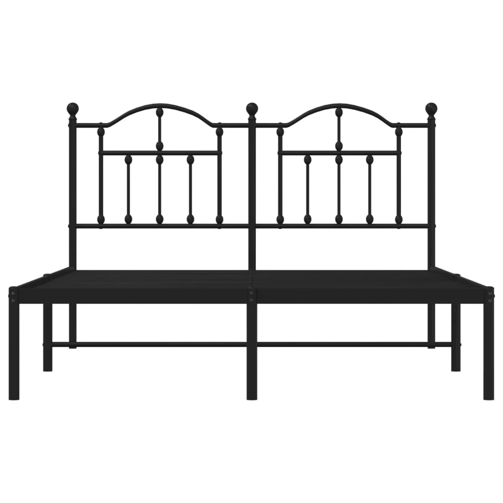 Bedframe met hoofdbord metaal zwart 140x200 cm is nu te koop bij PeponiXL, paradijselijk wonen!