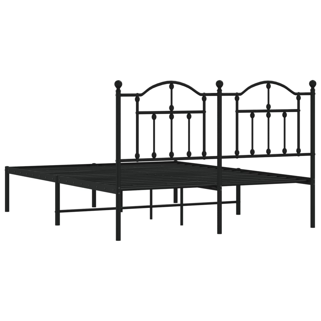 Bedframe met hoofdbord metaal zwart 140x200 cm is nu te koop bij PeponiXL, paradijselijk wonen!