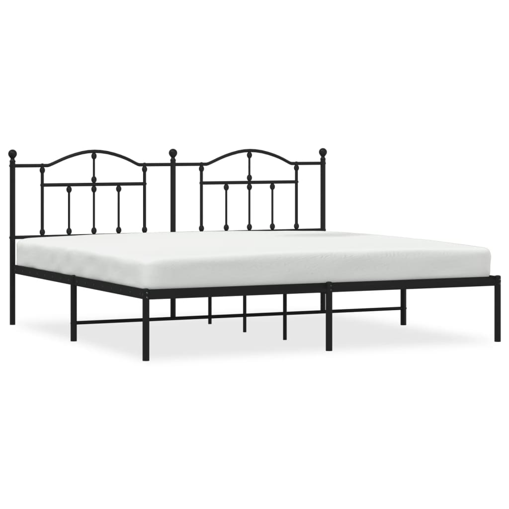 Bedframe met hoofdbord metaal zwart 200x200 cm is nu te koop bij PeponiXL, paradijselijk wonen!