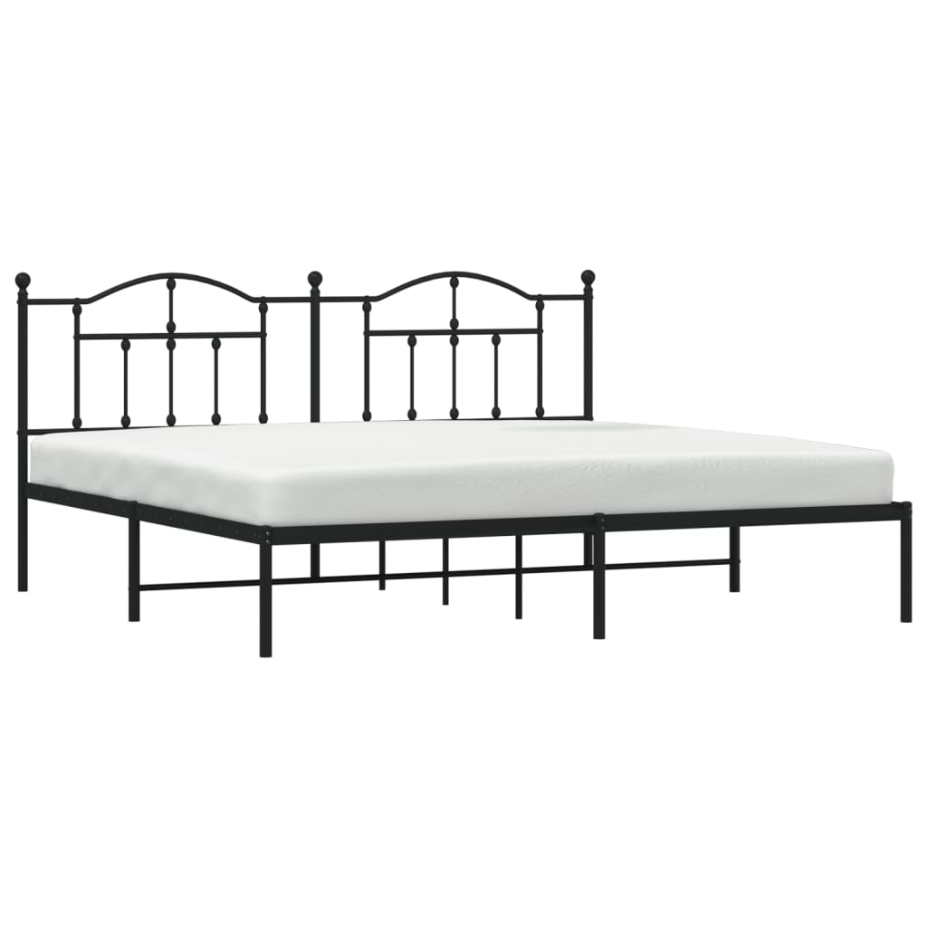 Bedframe met hoofdbord metaal zwart 200x200 cm is nu te koop bij PeponiXL, paradijselijk wonen!