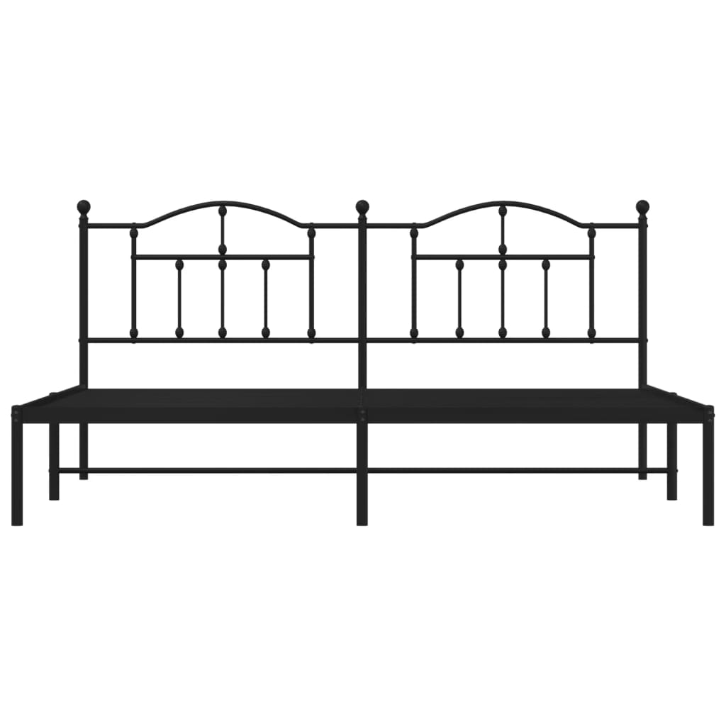 Bedframe met hoofdbord metaal zwart 200x200 cm is nu te koop bij PeponiXL, paradijselijk wonen!