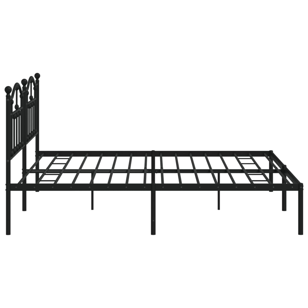 Bedframe met hoofdbord metaal zwart 200x200 cm is nu te koop bij PeponiXL, paradijselijk wonen!
