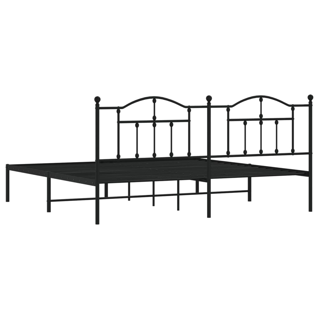 Bedframe met hoofdbord metaal zwart 200x200 cm is nu te koop bij PeponiXL, paradijselijk wonen!
