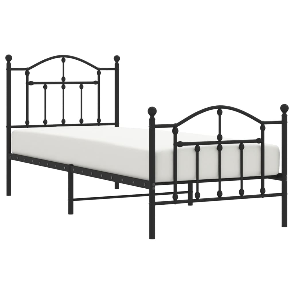 Bedframe met hoofd- en voeteneinde metaal zwart 90x190 cm is nu te koop bij PeponiXL, paradijselijk wonen!