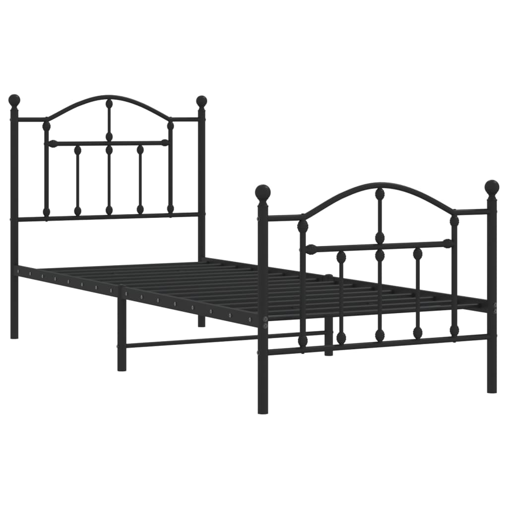 Bedframe met hoofd- en voeteneinde metaal zwart 90x190 cm is nu te koop bij PeponiXL, paradijselijk wonen!