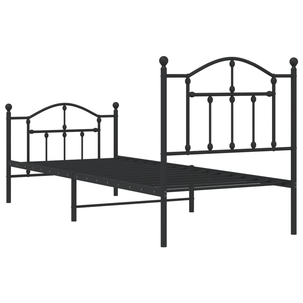 Bedframe met hoofd- en voeteneinde metaal zwart 90x190 cm is nu te koop bij PeponiXL, paradijselijk wonen!