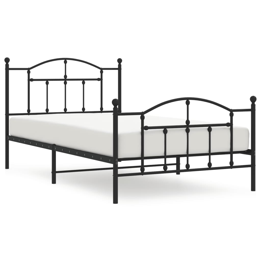 Bedframe met hoofd- en voeteneinde metaal zwart 107x203 cm is nu te koop bij PeponiXL, paradijselijk wonen!