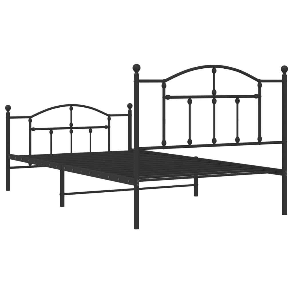 Bedframe met hoofd- en voeteneinde metaal zwart 107x203 cm is nu te koop bij PeponiXL, paradijselijk wonen!